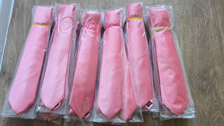 Men's Pink Satin wedding ties x30 - brand new in packaging