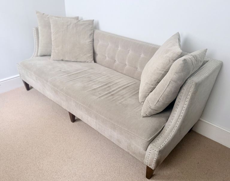 Grey velvet 3-seater sofa