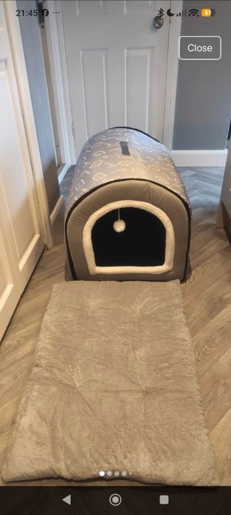 Dog bed igloo house with fluffy inner cushion grey size XXL new