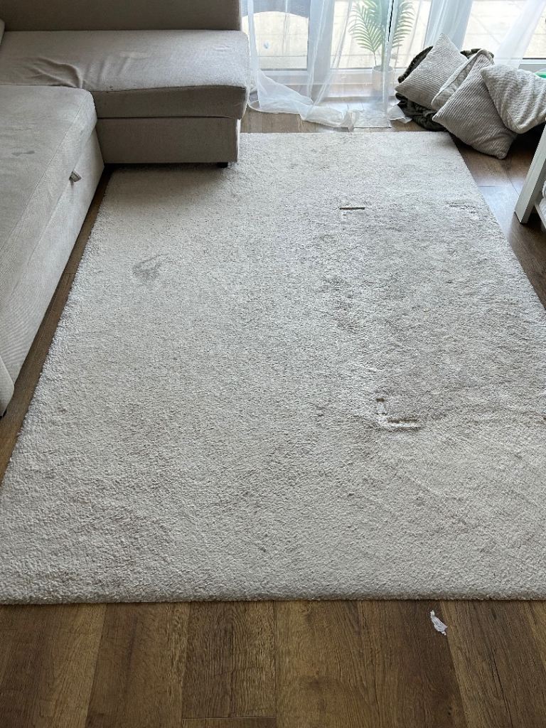Large White Shaggy Rug – Good condition