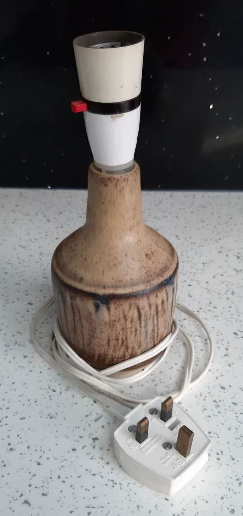 Vintage Studio Pottery Lamp Base Mid Century Stoneware 1960s/70s Signed, Working