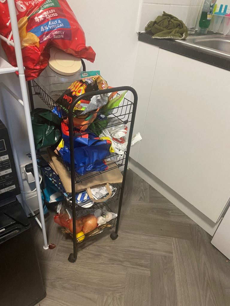 Black Metal Storage Trolley on Wheels – Good Condition