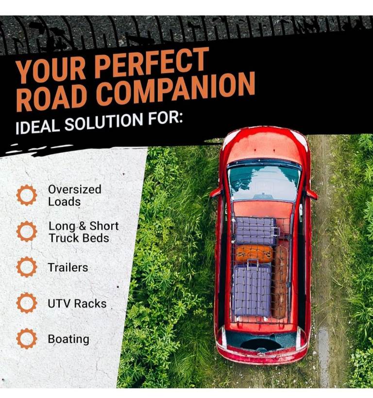 Bnip Grit Performance Cargo Net for Pickup Truck Bed - 4 x 6 Foot, Heavy-Duty.