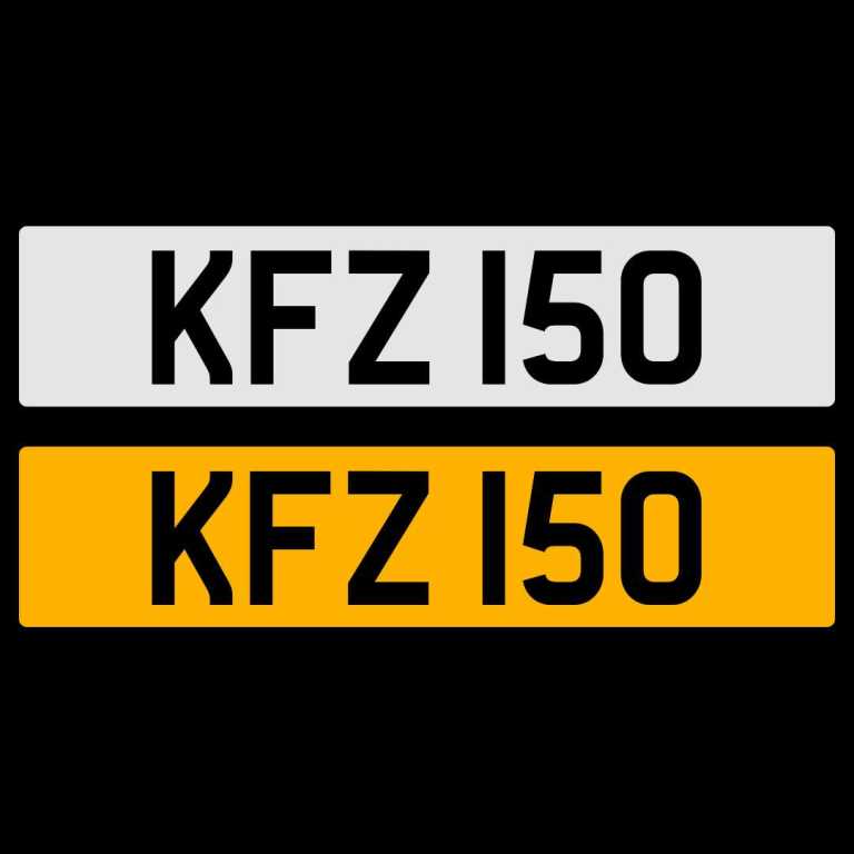 KFZ 150 NUMBER PLATE REGISTRATION NUMBERPLATE CHERISHED DATELESS NORTHERN IRISH NI