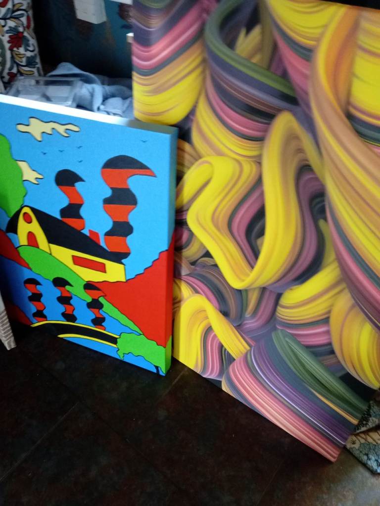 Set of 3 Modern Canvas Paintings – Bright & Colourful