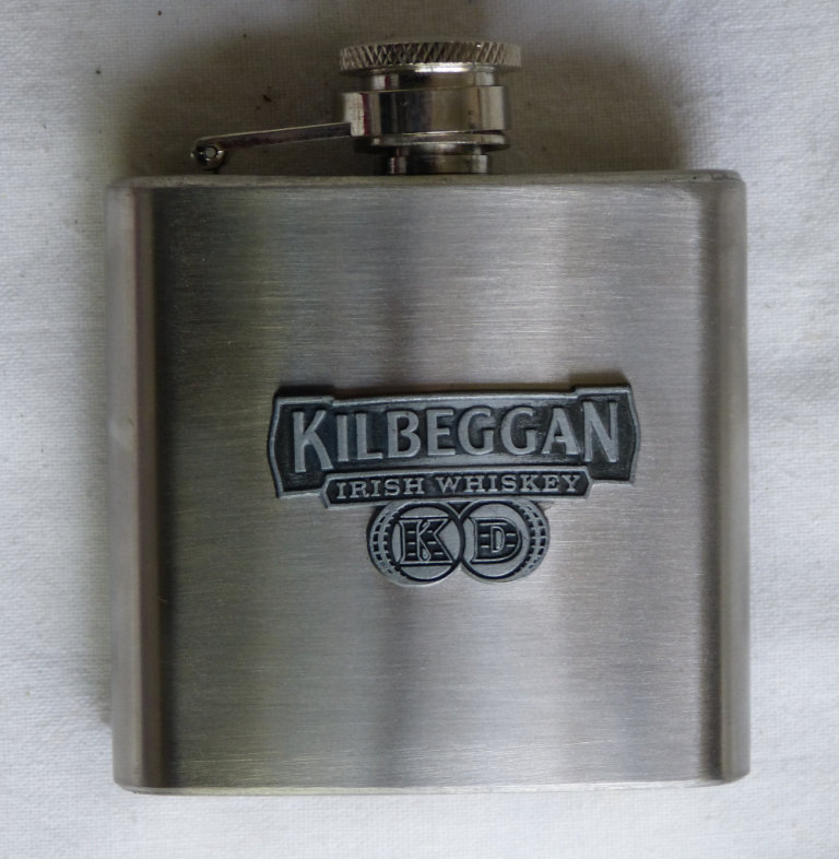 KILBEGGAN IRISH WHISKEY SMALL HIP FLASK 2.5OZS - NEW & UNUSED