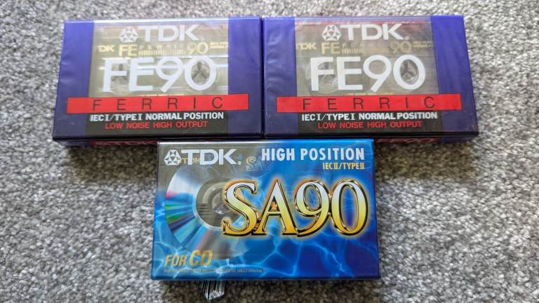 1 x TDK SA 90 & 2 x TDK FE 90 Blank Cassette Tapes