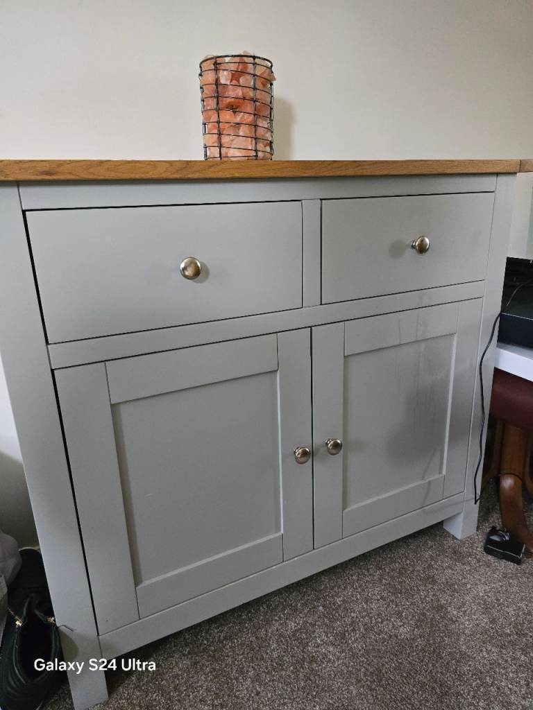 Solid Oak Wood Small Sideboard (grey)