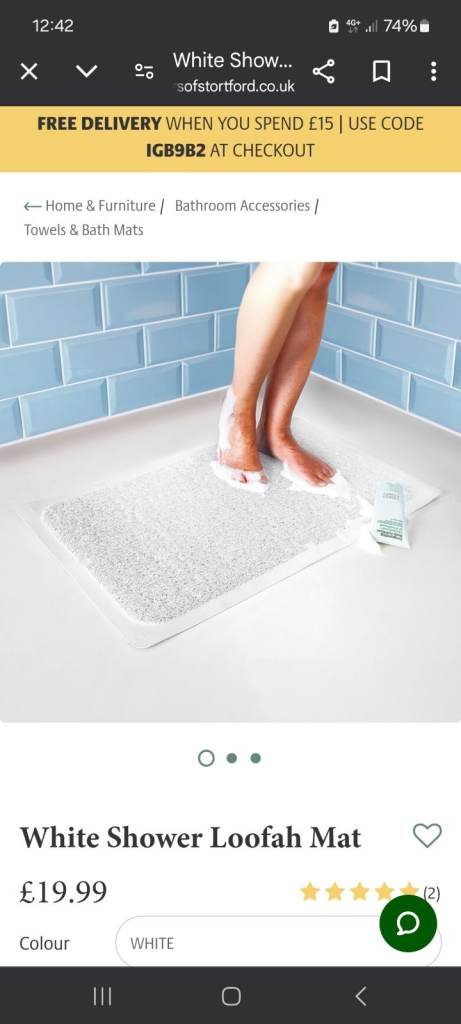 White Shower Loofah Mat