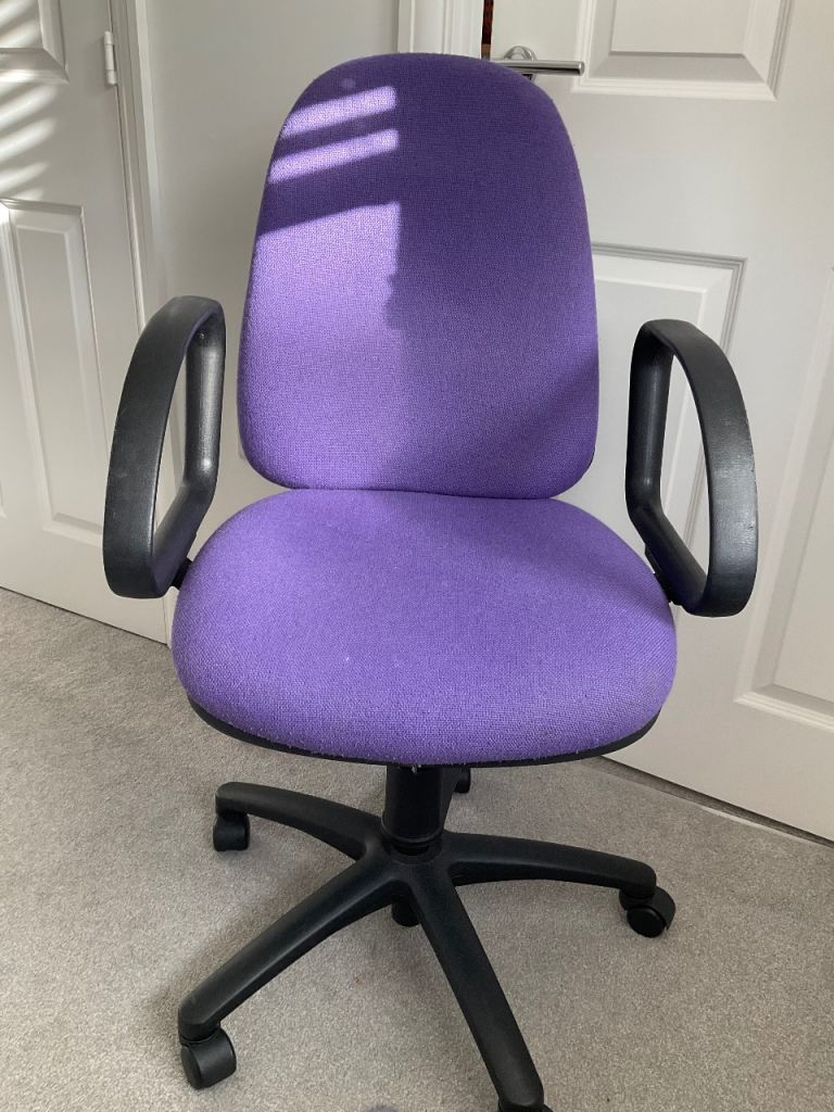 Office swivel arm chair Purple, 5 star base and lever adjustments