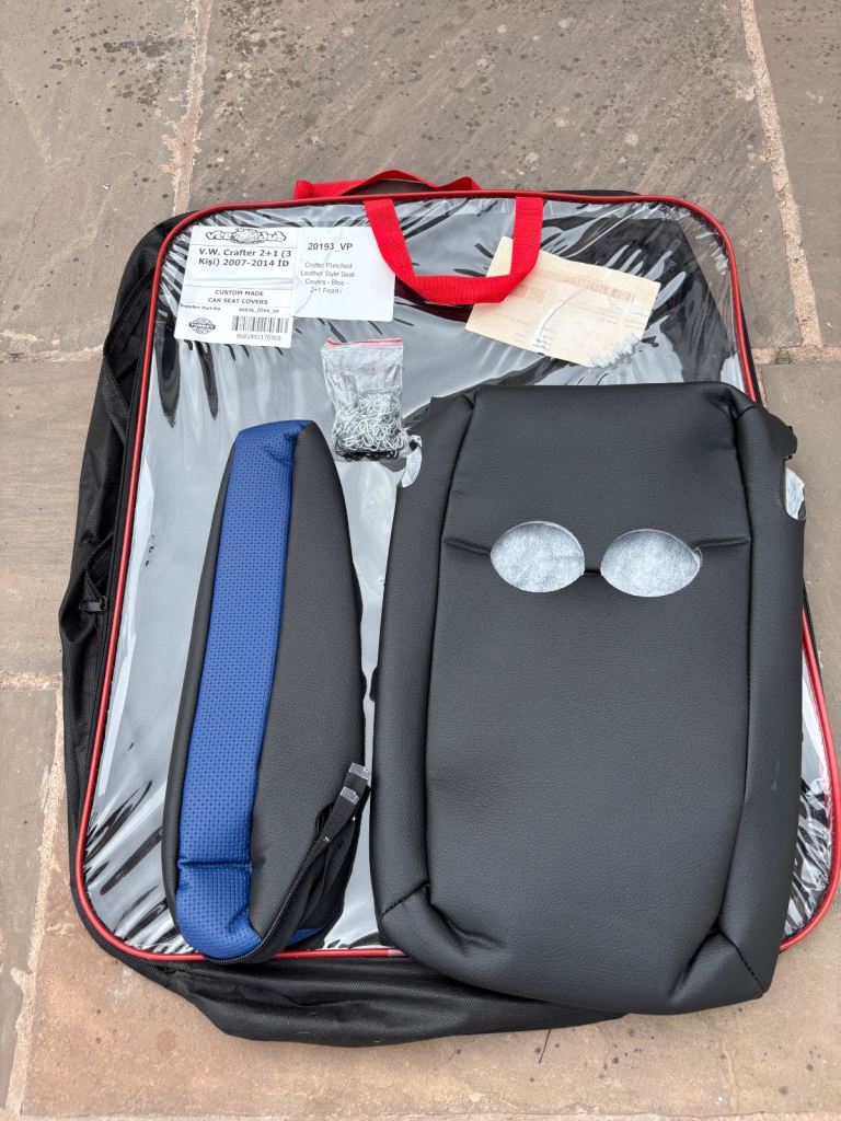 VW Crafter Punched Leather Style Seat Covers - Blue