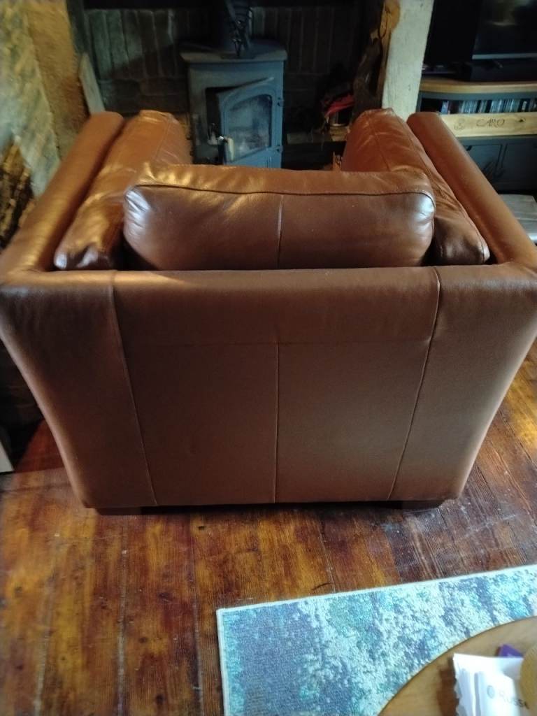 Comfy Brown Leather Armchair – Good Condition