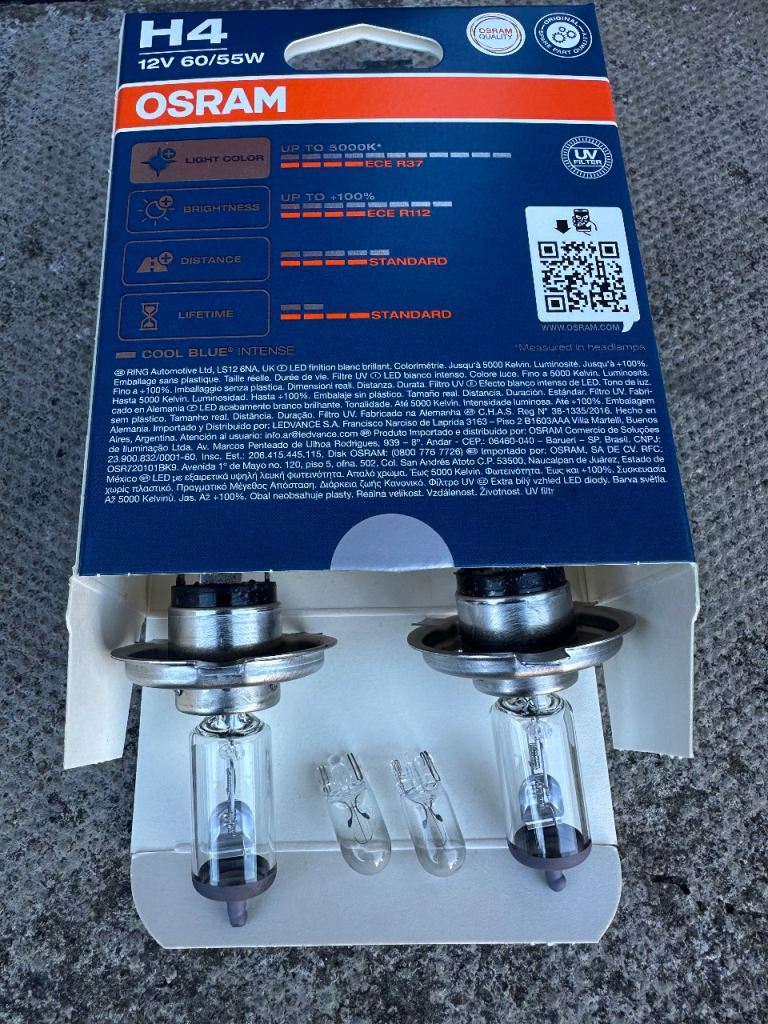 Osram- Full Set of Two H4 Headlight Bulbs and Two Sidelight Bulbs