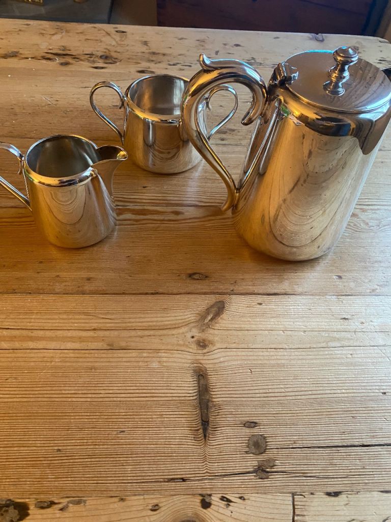 Vintage Barker Brothers EPNS Coffee Set – Coffee Pot, Milk Jug & Sugar Bowl – Made in England