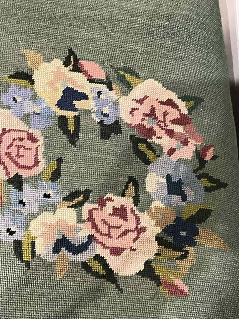 Antique, Small Mahogany Embroidery Foot Stool.