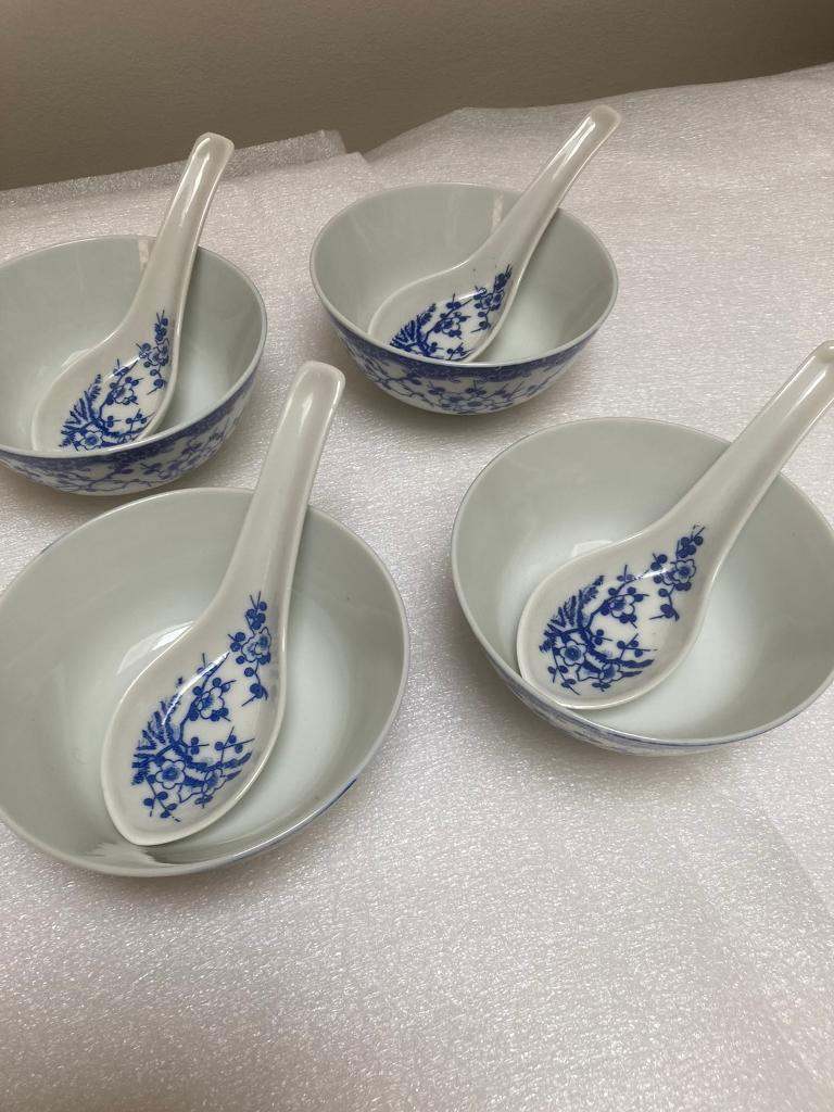 CHINESE STYLE BOWLS and SPOONS