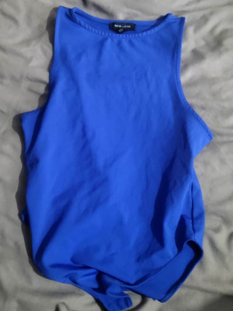 Preloved NEW LOOK Blue Bodysuit Leotard Vest UK 12 / US 8 - Used - Open to Offers