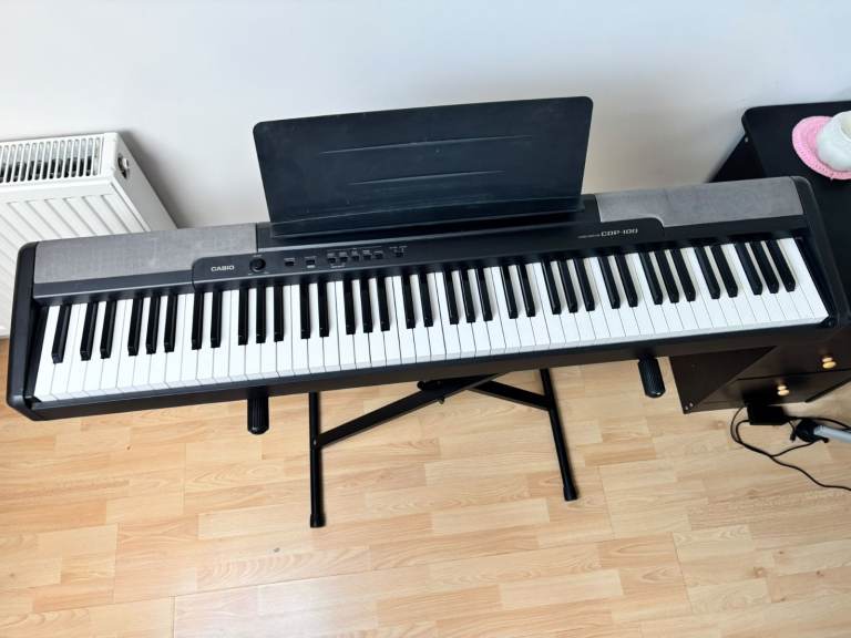 Casio CDP-100 88-Key Digital Home Piano Black Portable + Pedal/Adapter/Stand