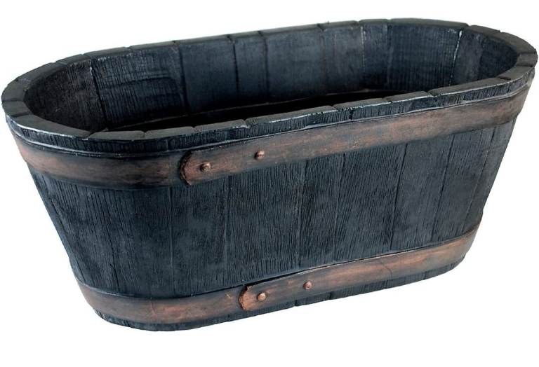 simpa Oakwood Black Rustic Style Plastic Trough Planter
