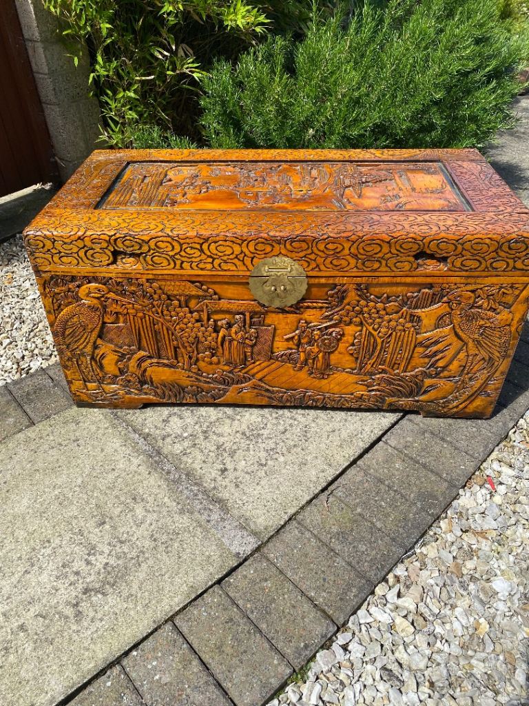Large Decorative Chinese Camphor Wood Trunk 