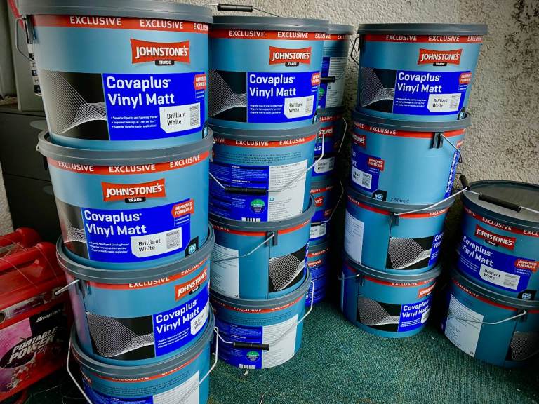 10 x Johnstone's Covaplus Vinyl Matt Brilliant White Paint 7.5L