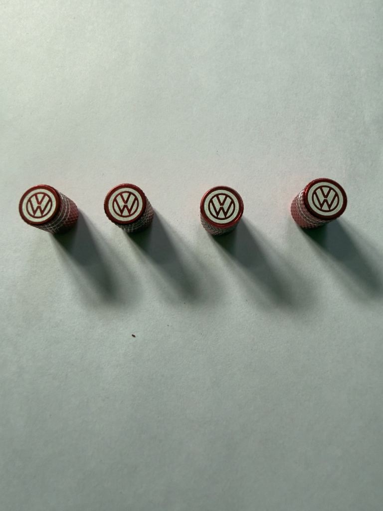 VW Red Wheel Valve Dust Caps X4 Set
