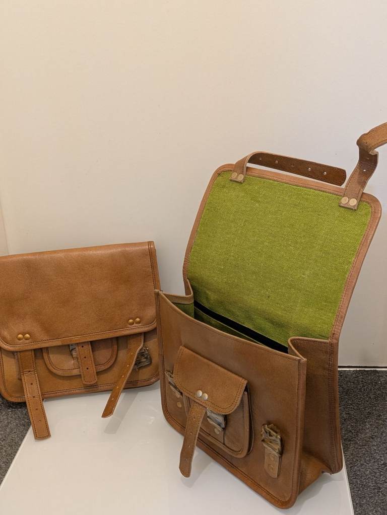 Motorcycle / Bike Side Pouch Brown Leather Side bag, Saddlebags Saddle Panniers 2 Bag