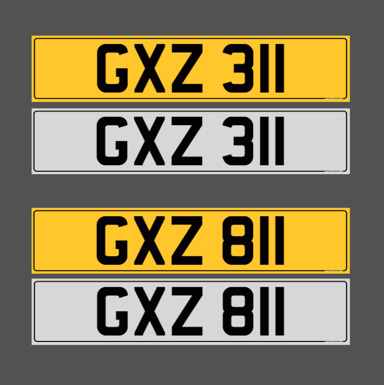 GXZ 311 & GXZ 811 - Matching Pair Dateless Cherished Registration Number Plates