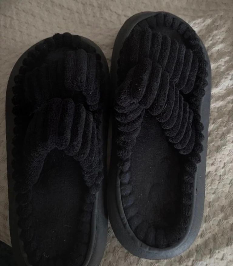 Black Fluffy Slippers – As Good As New