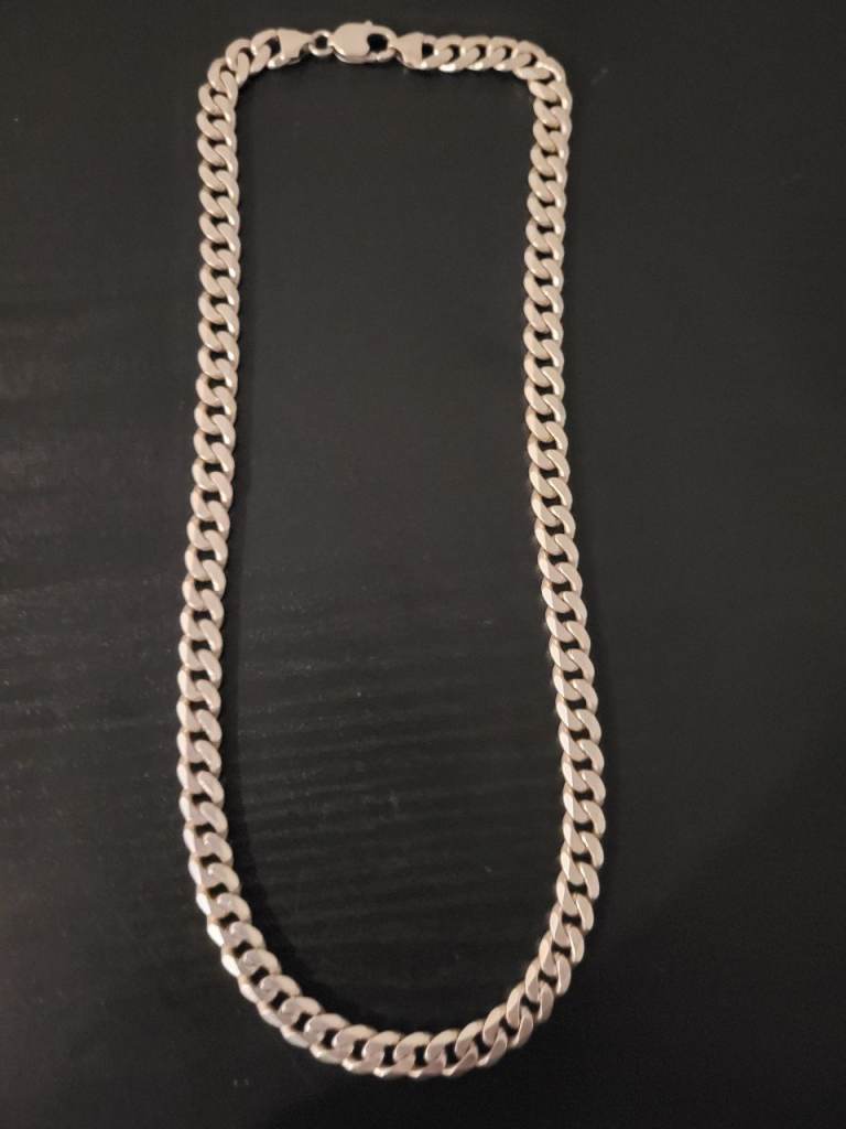 20 Inch 925 Silver Curb Chain Necklace - Good Condition