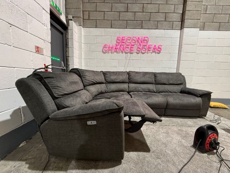 Grey double electric recliner corner sofa (with USB) from oak furniture land DELIVERY AVAILABLE 