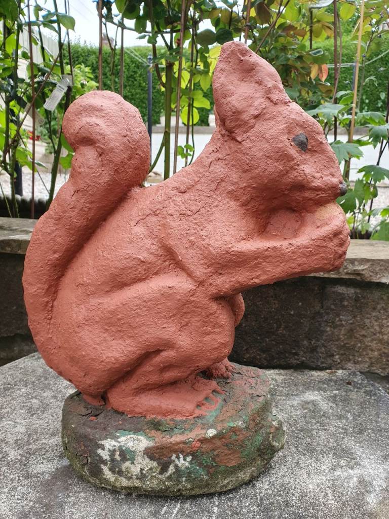 Heavy Garden Concrete Stone Ornament Giant Red Squirrel Height 16in 39cm