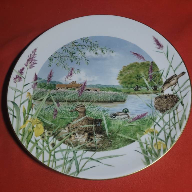 Rural Year Royal Worcester Porcelain Plates July Beside The River Peter Barrett aa