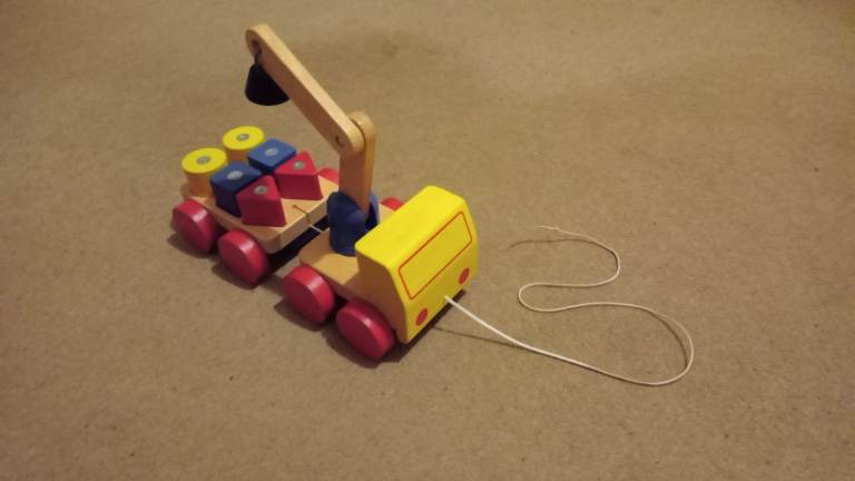 Ikea Wooden Truck Toy Magnetic Crane Shape Sorter Blocks