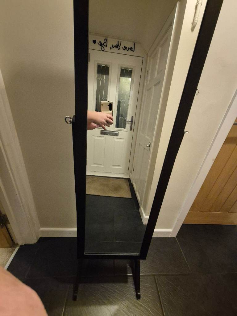 Black Full-Length Mirrored Jewellery Cabinet / Armoire