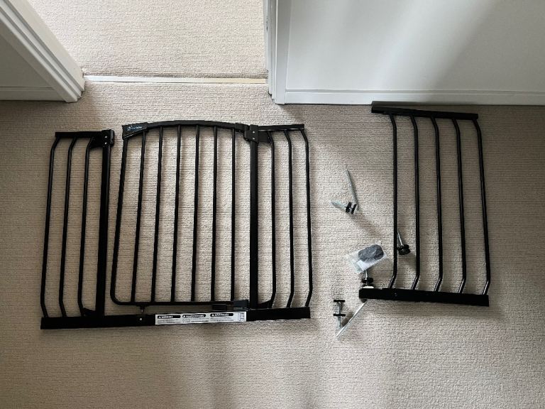 Black Stair Gate 92cm wide with 36cm wide Extension