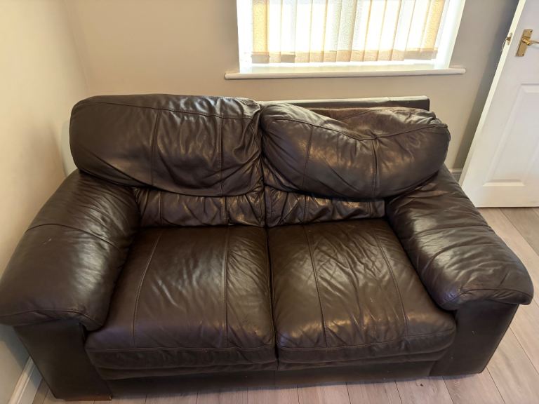 3 and 2 seater leather sofa