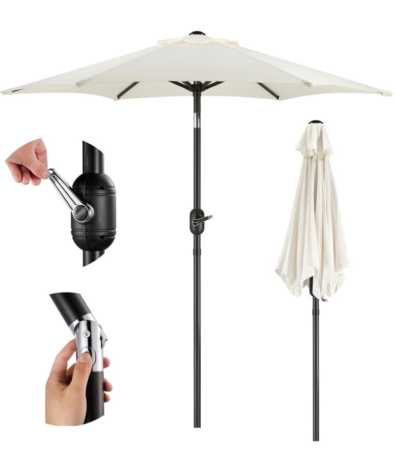 VonHaus Parasol with 12KG Base – Parasol Umbrella for Outdoor, Garden, Patio – 2M