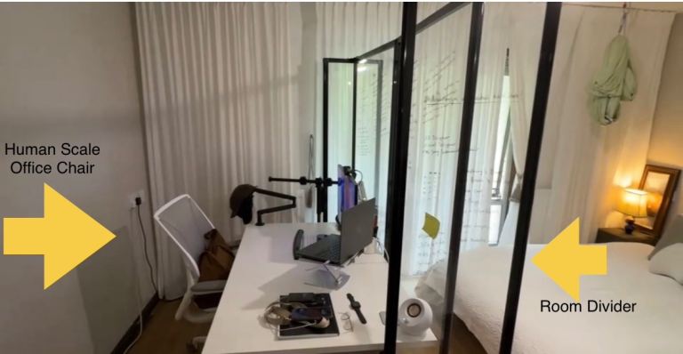 Sale! EVERYTHING MUST GO (30sq foot storage unit) Fridge, chairs, side table, desks, room divider…