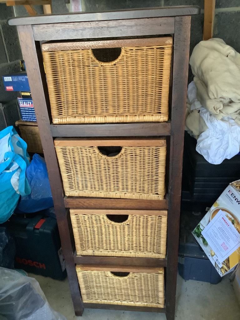 Barker and  Stonehouse 4Draw Rattan /Heavy dark wood Storage Unit