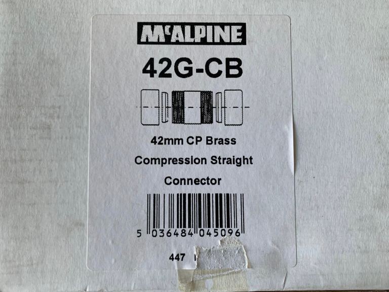 McAlpine 42mm Chrome Plated Brass Straight Connector 42G-CB New