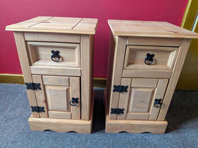 Pair of Oak Corona Bedside Cabinets 