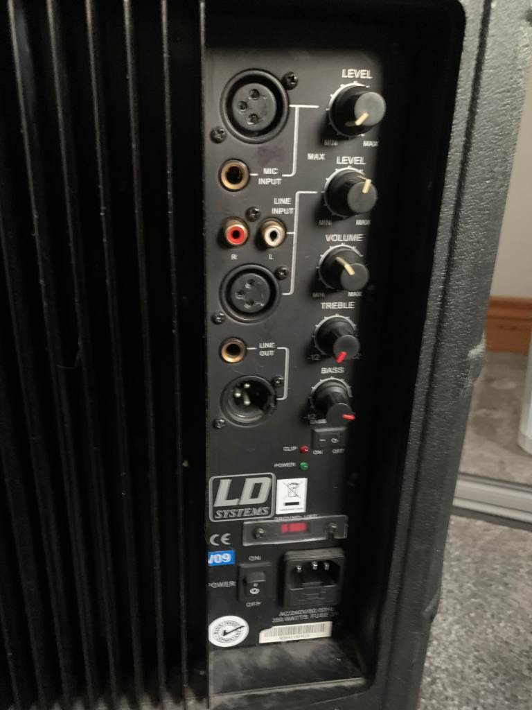 LD systems PA speaker and headset microphone