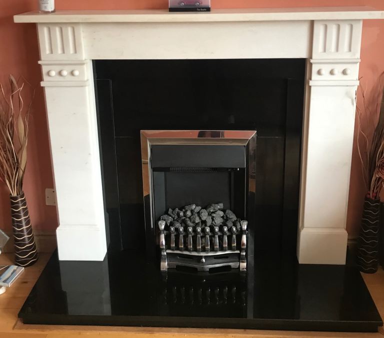 Marble and Granite Fireplace, Hearth and Electric Fire