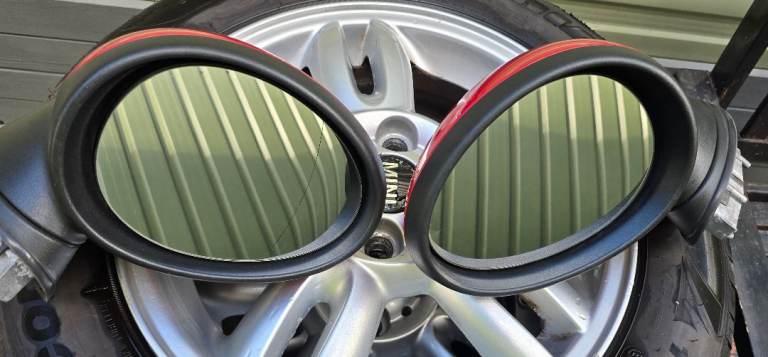 Pair of mini electric wing mirrors chilli red 
