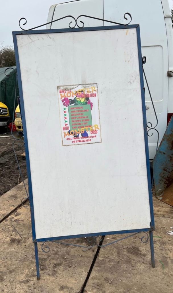 Large Metal A-Frame Advertising Sign - Blue & White