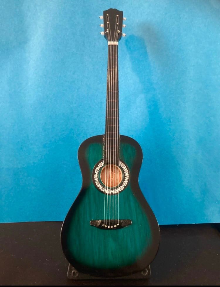 Miniature ornamental Replica Guitar with stand 