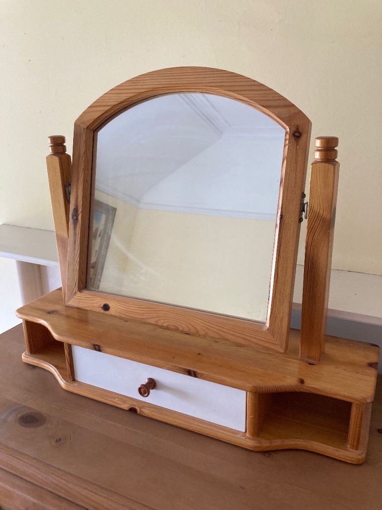 Wooden Dressing Table Mirror with Drawer – Good Condition