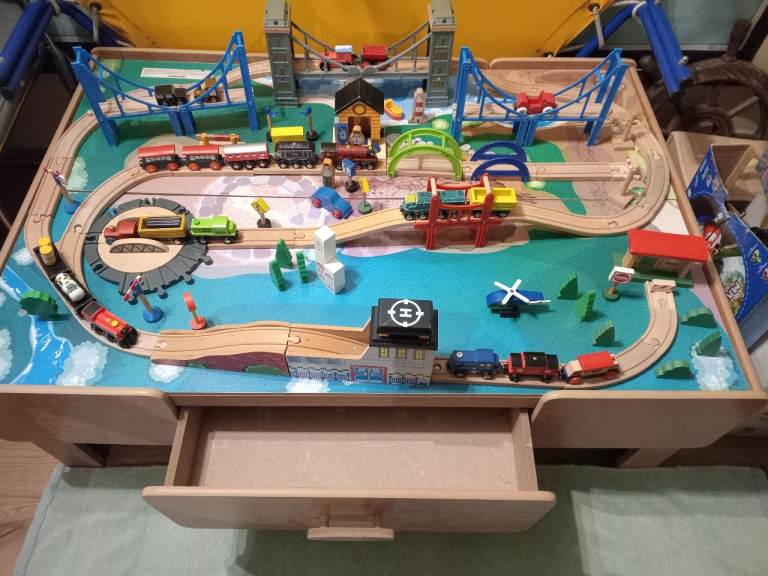 Massive Brio wooden train set collection plus track play table