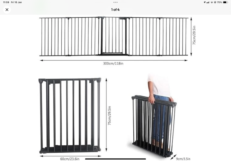 Large black heavy expandable dog guard. Fire guard. Used. 